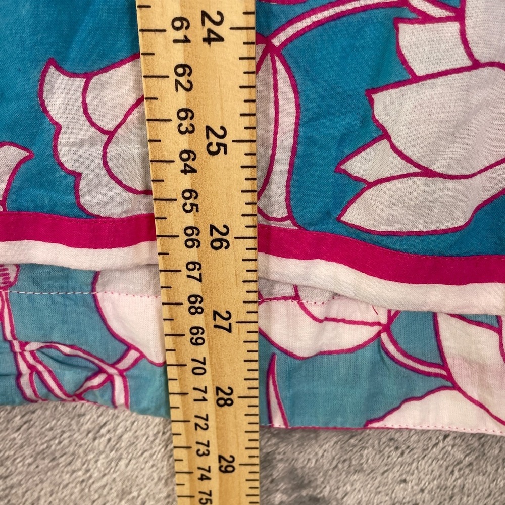 Beautiful Gretchen Scott Blue White Pink Floral V-Neck Tunic Size L - Picture 7 of 8